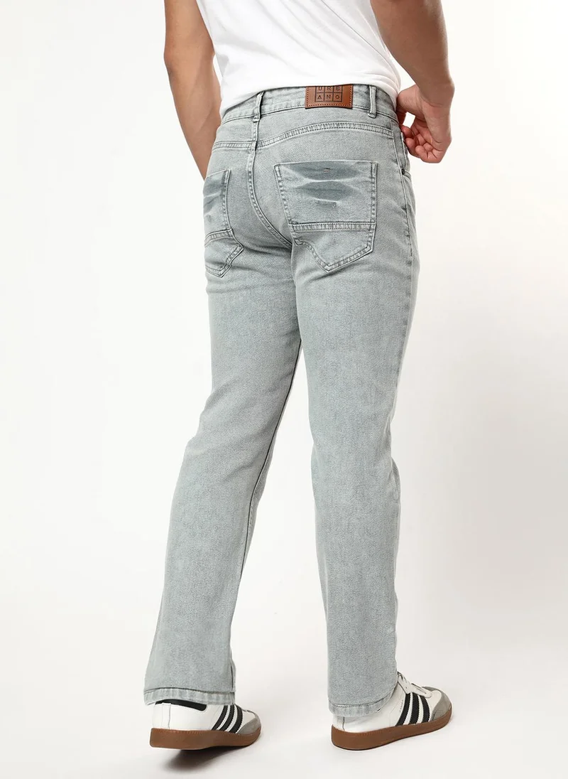 Urbano Fashion  Urbano Fashion Men's Ice Grey Regular Fit Heavy Washed Denim Jeans Stretchable for Men | Best Price UAE